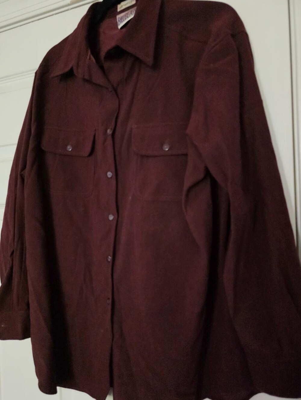 Vintage Bill Blass buttondown shirt deep burgundy classic two-pocket front Large